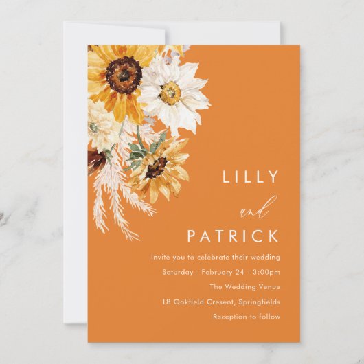 Invitation Tropical Boho Sunflower Wedding (Devant)