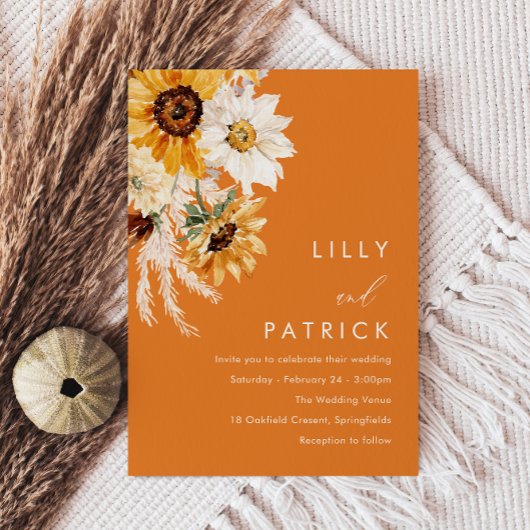 Invitation Tropical Boho Sunflower Wedding