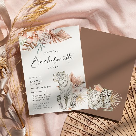 Invitation Tropical Boho Tigers Bachelorette Party