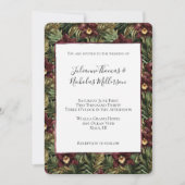 Invitation Tropical Bourgogne Rouge Orchidée Mariage floral (Devant)