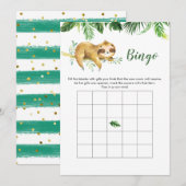 Invitation Tropical Boy Sloth Baby shower Bingo Jeu (Devant / Derrière)