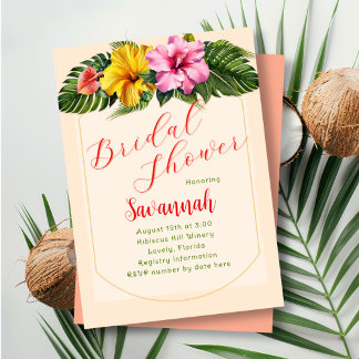 Invitation Tropical Bridal Shower Hibiscus Swag