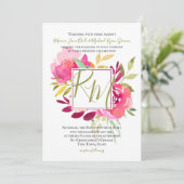 Invitation Tropical Bright Rose Carré cadre Monogramme (Debout devant)