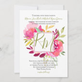 Invitation Tropical Bright Rose Carré cadre Monogramme (Devant)
