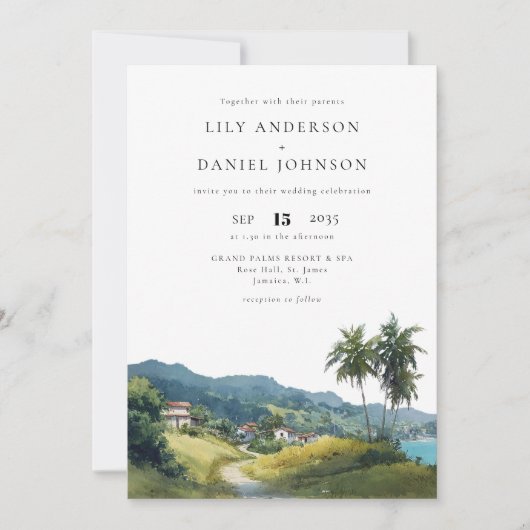 Invitation Tropical Caribbean Destination Photo Wedding (Devant)
