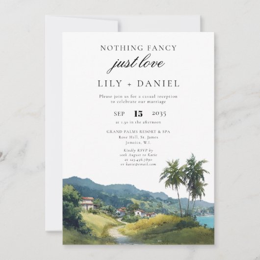 Invitation Tropical Caribbean Elopement Wedding Reception (Devant)