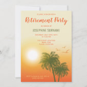 Invitation Tropical Chaud Sunset Palm Trees Retraite (Devant)