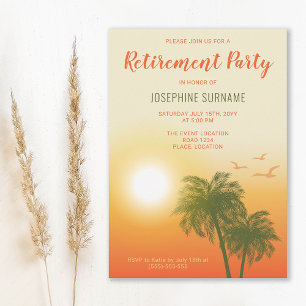 Invitation Tropical Chaud Sunset Palm Trees Retraite