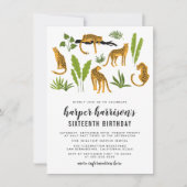 Invitation Tropical Cheetah Jungle fête d'anniversaire (Devant)