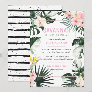 Invitation Tropical Chic Fête d'anniversaire exotique Monst