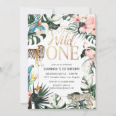 Invitation Tropical Chic | Gold Wild One Birthday Party (Devant)