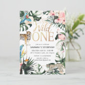 Invitation Tropical Chic | Gold Wild One Birthday Party (Debout devant)