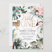 Invitation Tropical Chic | Pink Wild One Birthday Party (Devant)