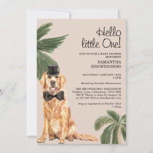 Invitation Tropical Chien Baby Shower Bonjour Petit