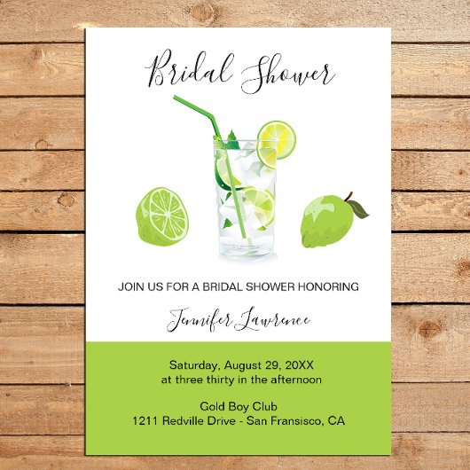 Invitation Tropical Citrus Green Lime Bridal Shower 