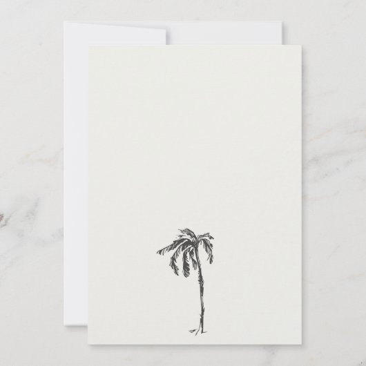 Invitation Tropical Coastal Palm Tree Fiançailles de croquis (Dos)