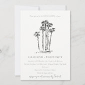 Invitation Tropical Coastal Palm Tree Sketch Couples Douche (Devant)