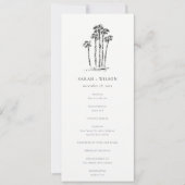 Invitation Tropical Coastal Palm Tree Sketch Wedding Program (Devant)