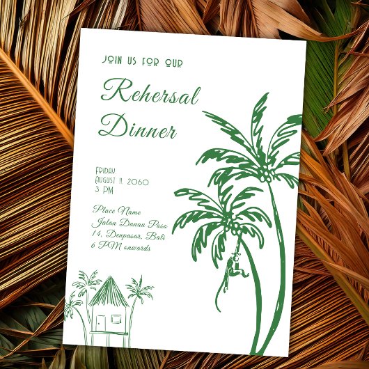 Invitation Tropical Coastal Retro Beach Rehersal Dinner