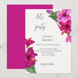 Invitation Tropical Colorful rose Mariage Hibiscus floral