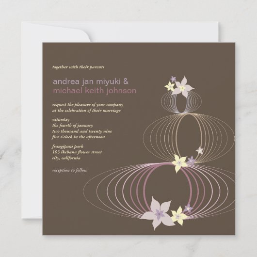 Invitation tropical de mariage de Frangipani (Devant)