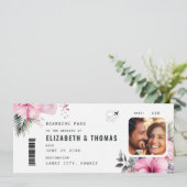 Invitation Tropical Destination Boarding Pass Floral Mariage (Debout devant)