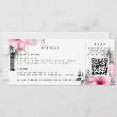 Invitation Tropical Destination Boarding Pass Floral Mariage (Dos)