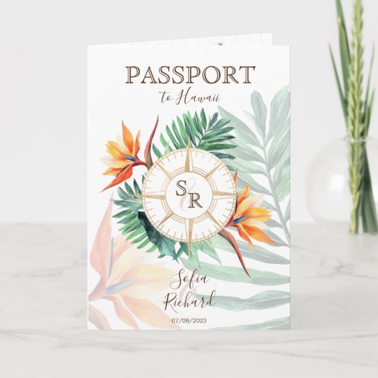 Invitation Tropical  Destination Wedding Passport QR Code (Devant)