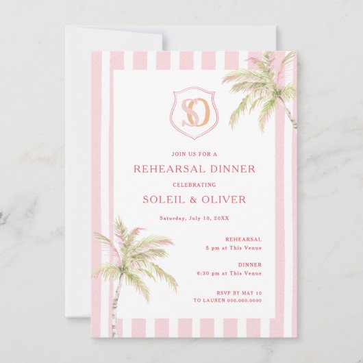 Invitation Tropical Destination Wedding Rehearsal Dinner (Devant)