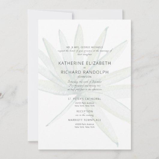 Invitation Tropical Deux Lieux Bride Blanche Parents Mariage (Devant)