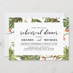 Invitation Tropical   Dîner de répétition Mariage simple et m