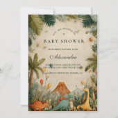 Invitation Tropical Dino Adventure Baby Shower (Devant)