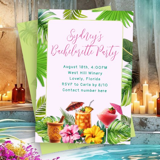 Invitation Tropical Drinks Bachelorette Party