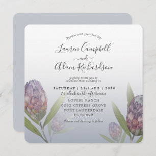 Invitation Tropical Dusty Blue & Purple Floral Mariage