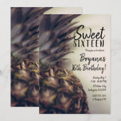 Invitation Tropical Élégant Fête de 16 ans à Thème Ananas de (Devant / Derrière)