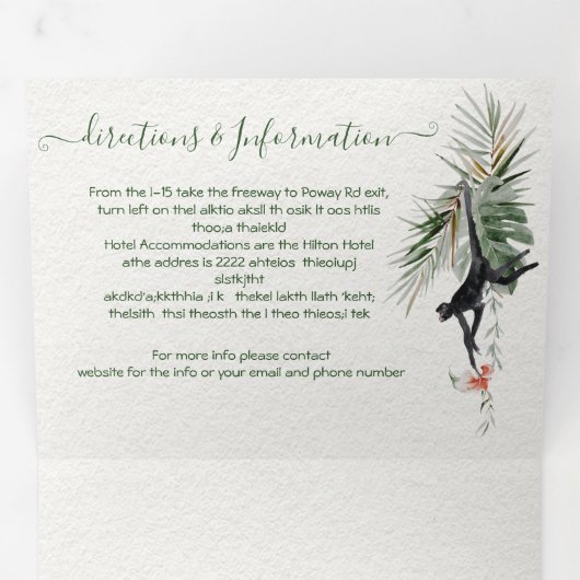 Invitation Tropical Exotic Jungle Mariage Tri-Fold (Intérieur en premier)