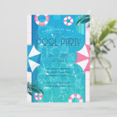 Invitation Tropical Fête au bord de la piscine d'été  (Debout devant)