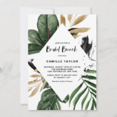 Invitation Tropical Feuille Faux Gold Foil Frame Bridal Brunc (Devant)