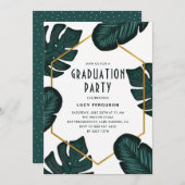 Invitation Tropical Feuille Frame Graduation Party (Devant / Derrière)