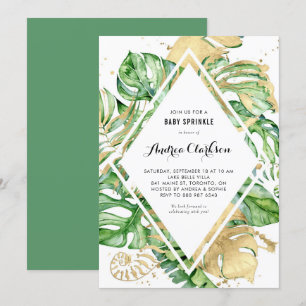 Invitation Tropical Feuille Gold Foil Été Baby Sprinky