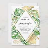 Invitation Tropical Feuille Gold Foil fête d'été (Devant)