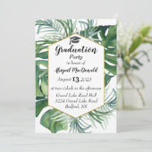 Invitation Tropical Feuille Green Graduation Party (Debout devant)