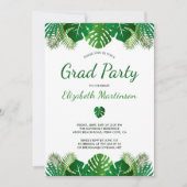 Invitation Tropical Feuille Rainforest Modern Graduation Part (Devant)