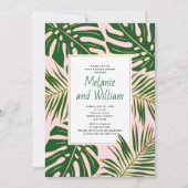 Invitation Tropical feuille rose mariage douche couple (Devant)