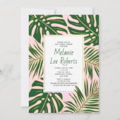 Invitation Tropical feuille rose mariage douche nuptiale (Devant)