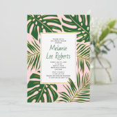 Invitation Tropical feuille rose mariage douche nuptiale (Debout devant)