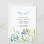 Invitation Tropical Fish 3ème anniversaire de fête aquarelle (Devant)