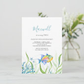 Invitation Tropical Fish Boy Anniversaire Fête Aquarelle (Debout devant)