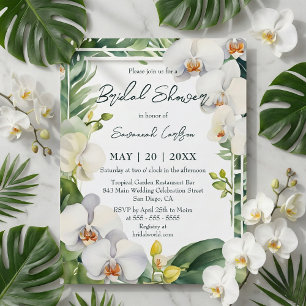 Invitation Tropical Fleurs d'Orchidées Blanches Mariage