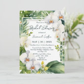 Invitation Tropical Fleurs d'Orchidées Blanches Mariage (Debout devant)